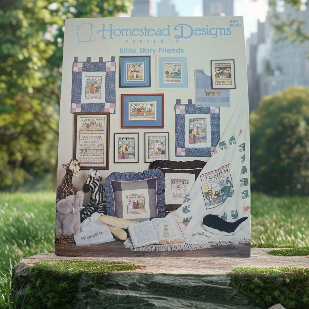 Homestead Designs Cross Stitch Booklet Bible Story Friends 1987 Jonah Noahs Ark